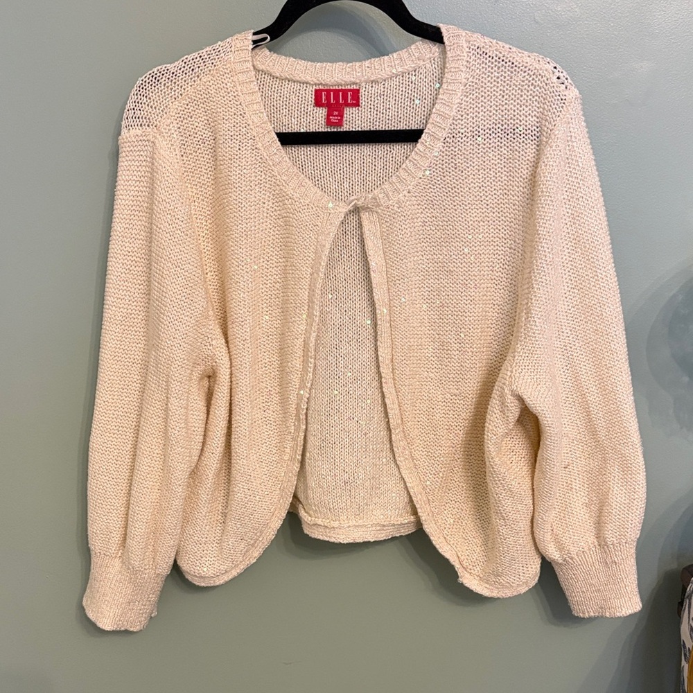 Elle Cream Open-Front Cardigan/shawl